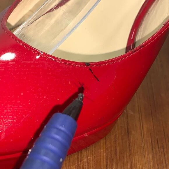 Jimmy Choo Patent Leather Slingback Pumps Heels Sandals Red Women’s size 38.5 - Picture 13 of 16